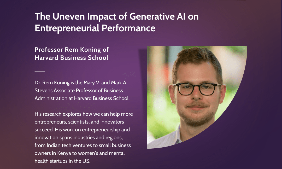 The Uneven Impact of Generative AI on Entrepreneurial Performance